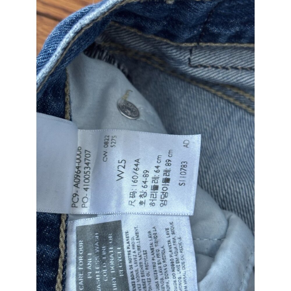 Levi's Womens Low Pro Straight Jeans Size 25 Blue Distressed Dark Wash Denim - Picture 4 of 7